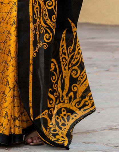 Yellow Khadi Abstract Printed Saree