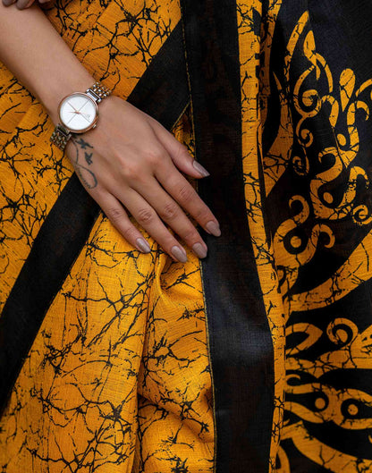 Yellow Khadi Abstract Printed Saree