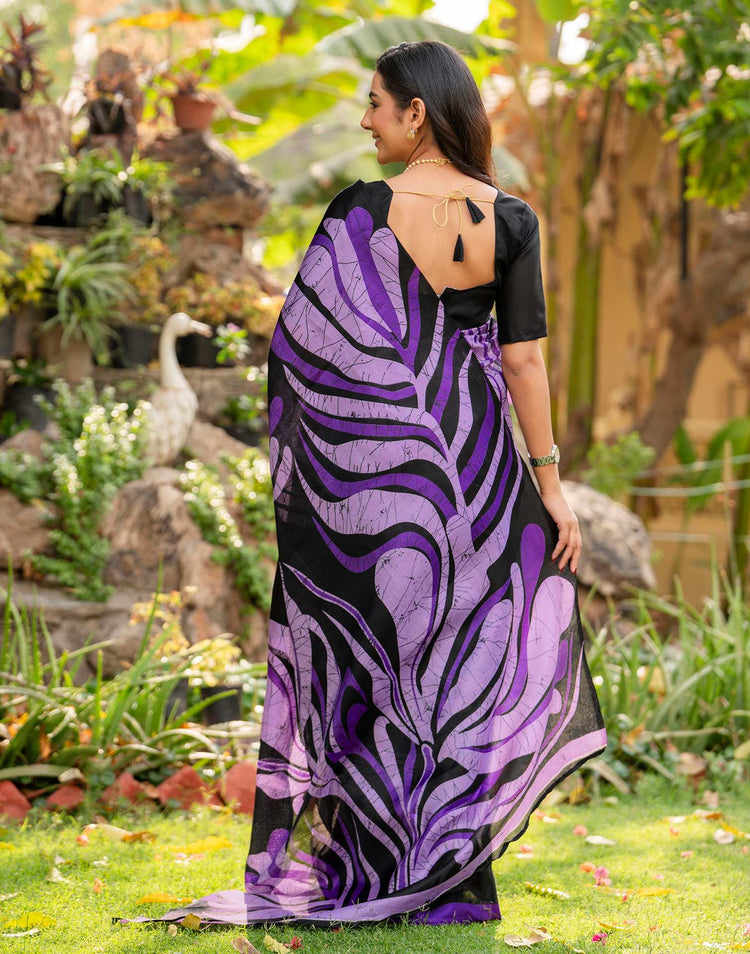 Black Khadi Printed Saree