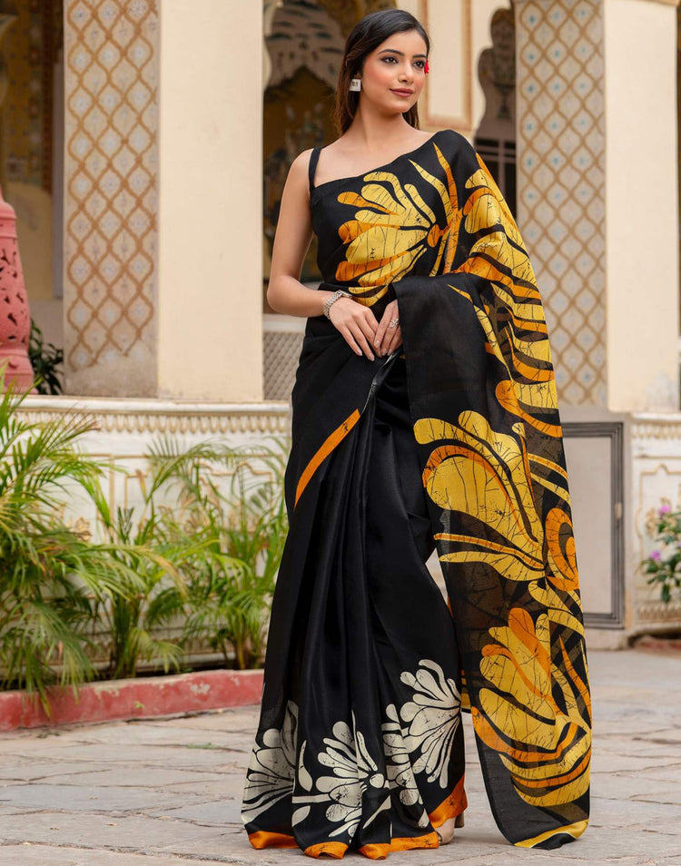 Black Khadi Printed Saree