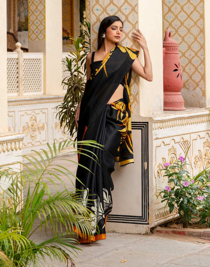 Black Khadi Printed Saree