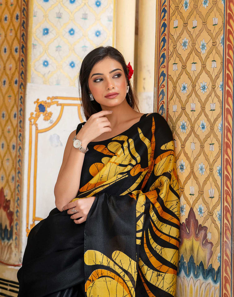 Black Khadi Printed Saree