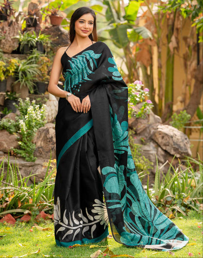Black Khadi Printed Saree
