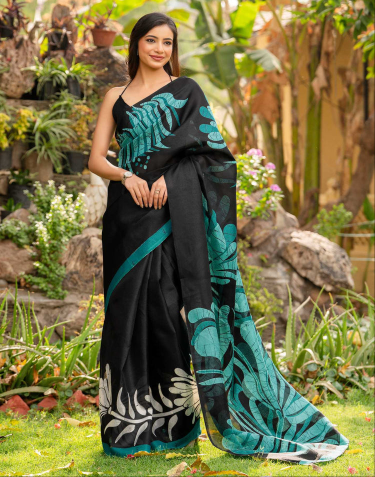 Black Khadi Printed Saree