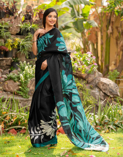 Black Khadi Printed Saree