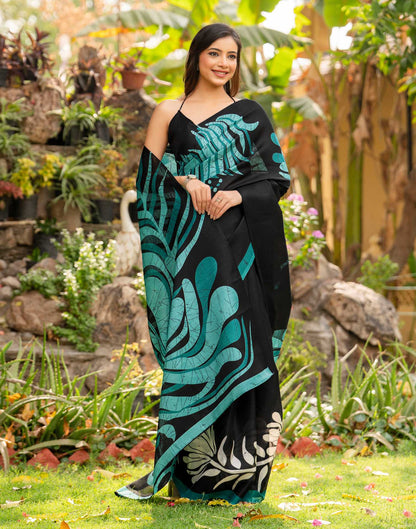 Black Khadi Printed Saree