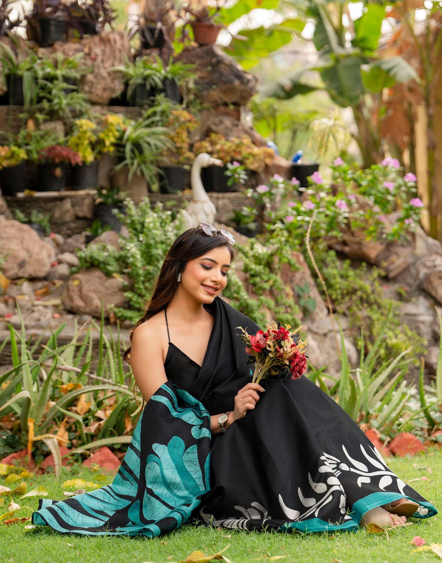 Black Khadi Printed Saree