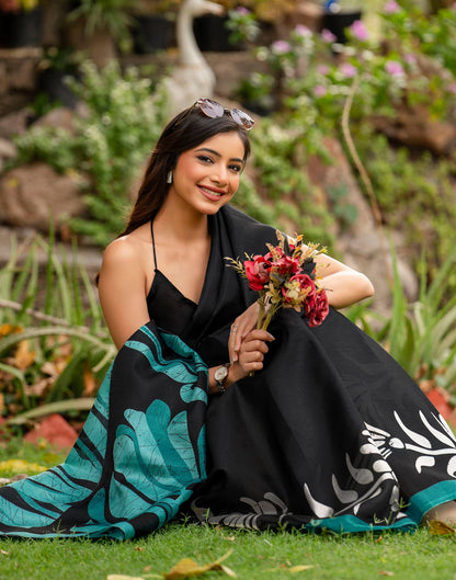 Black Khadi Printed Saree