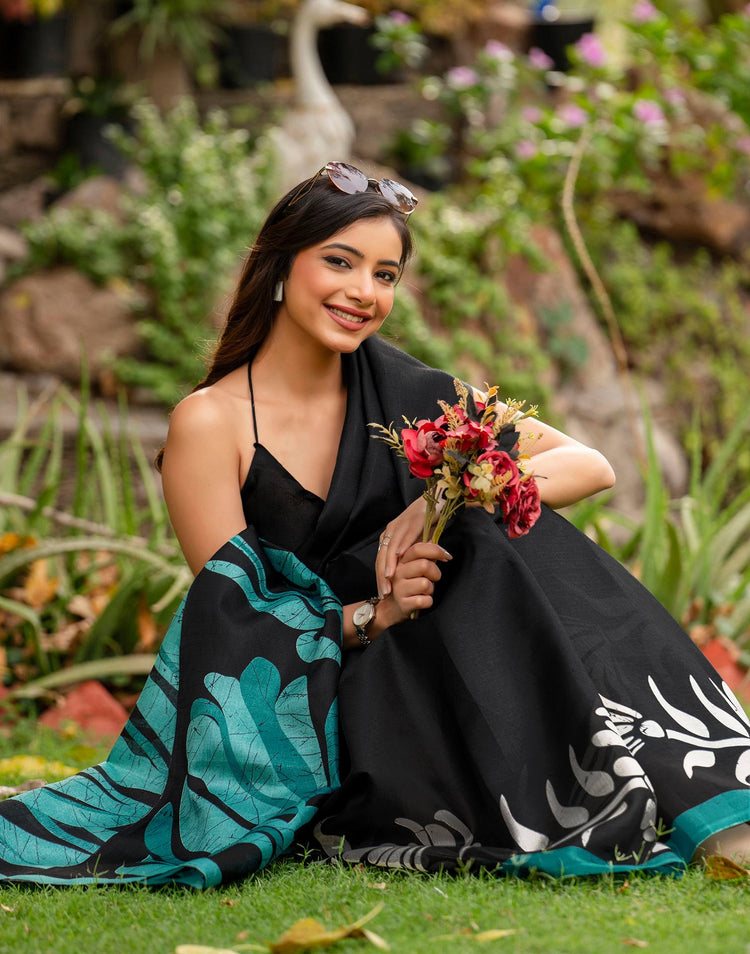 Black Khadi Printed Saree