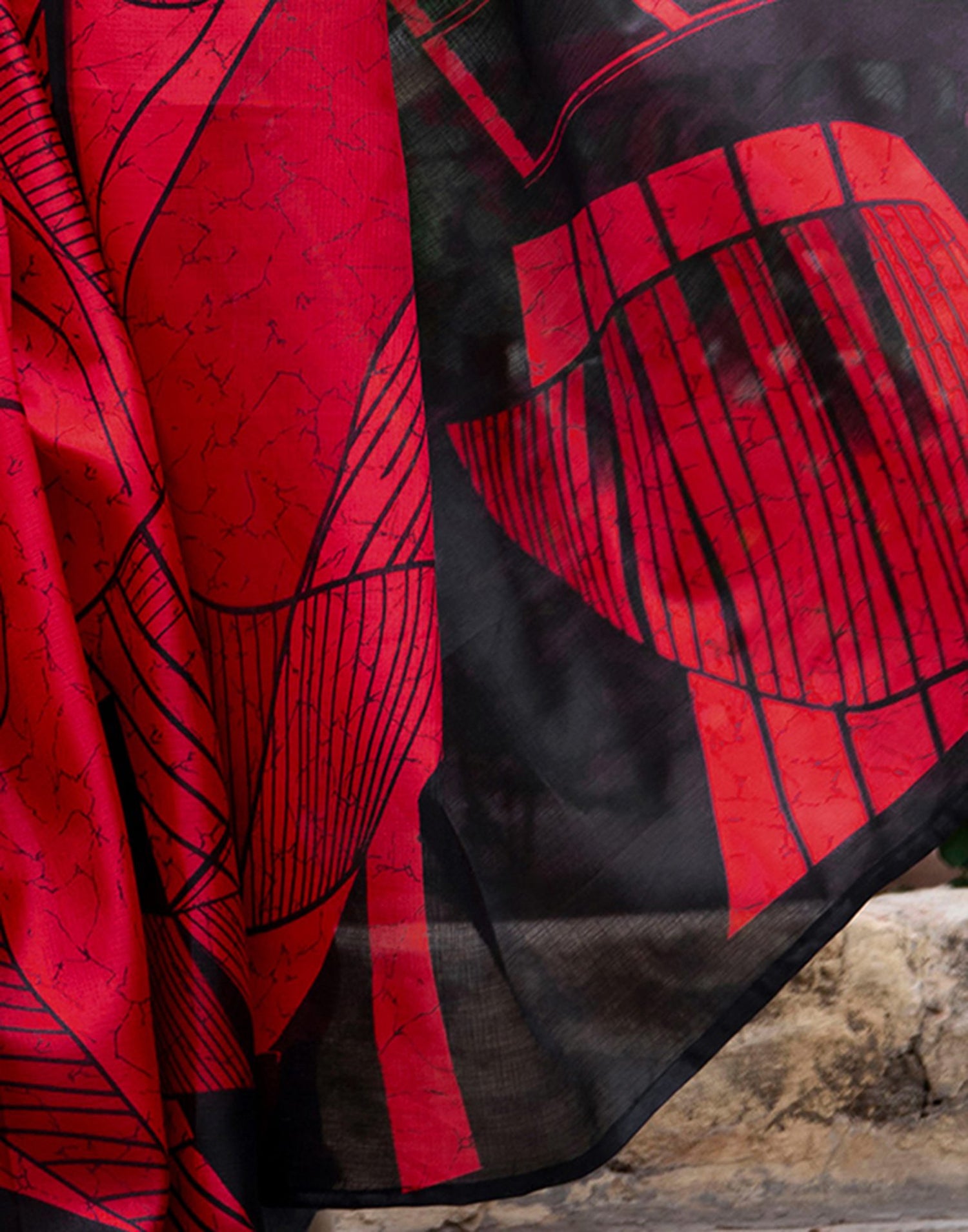 Red Khadi Printed Saree