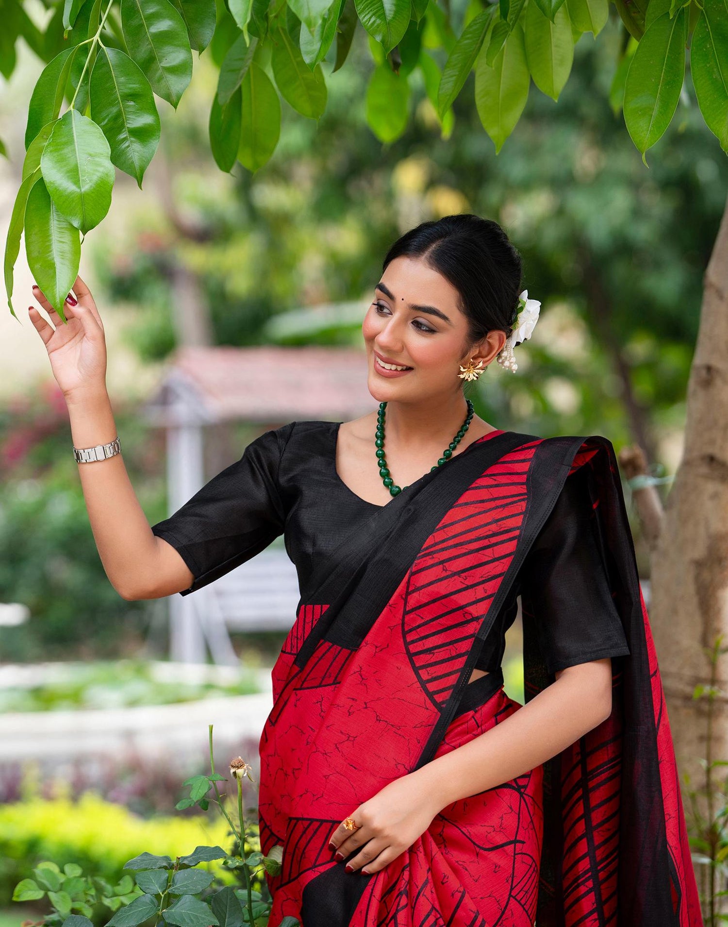 Red Khadi Printed Saree
