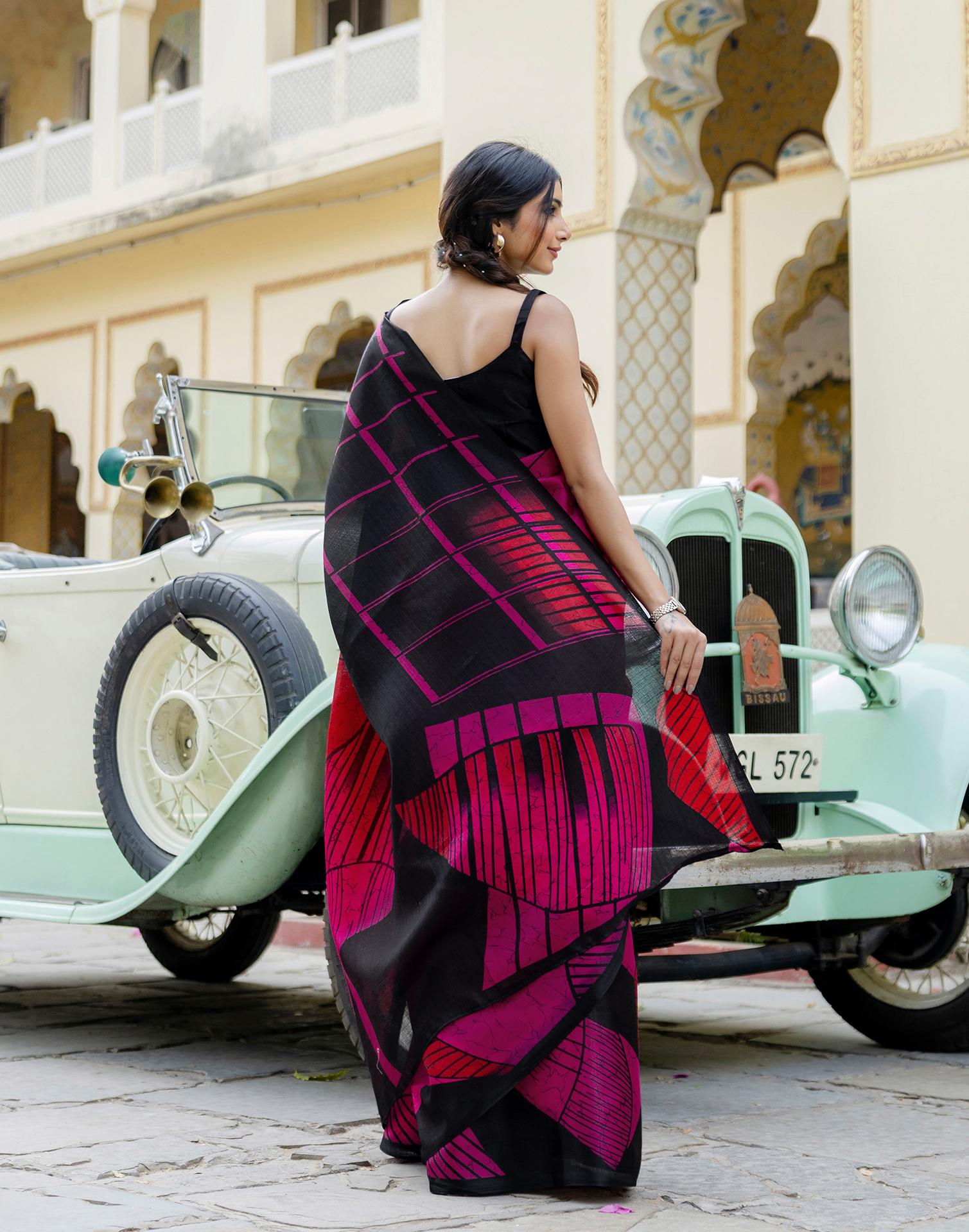Pink Khadi Printed Saree