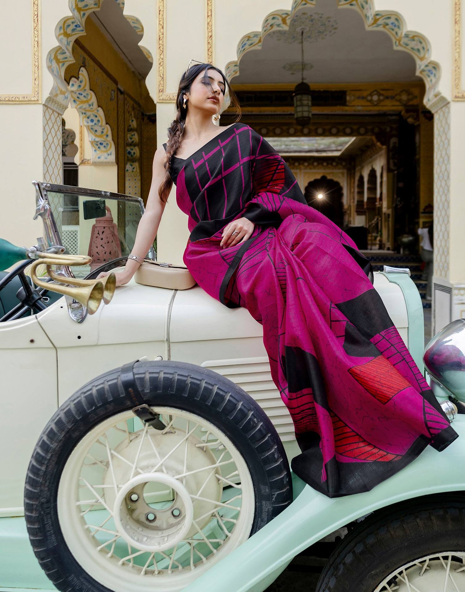 Pink Khadi Printed Saree