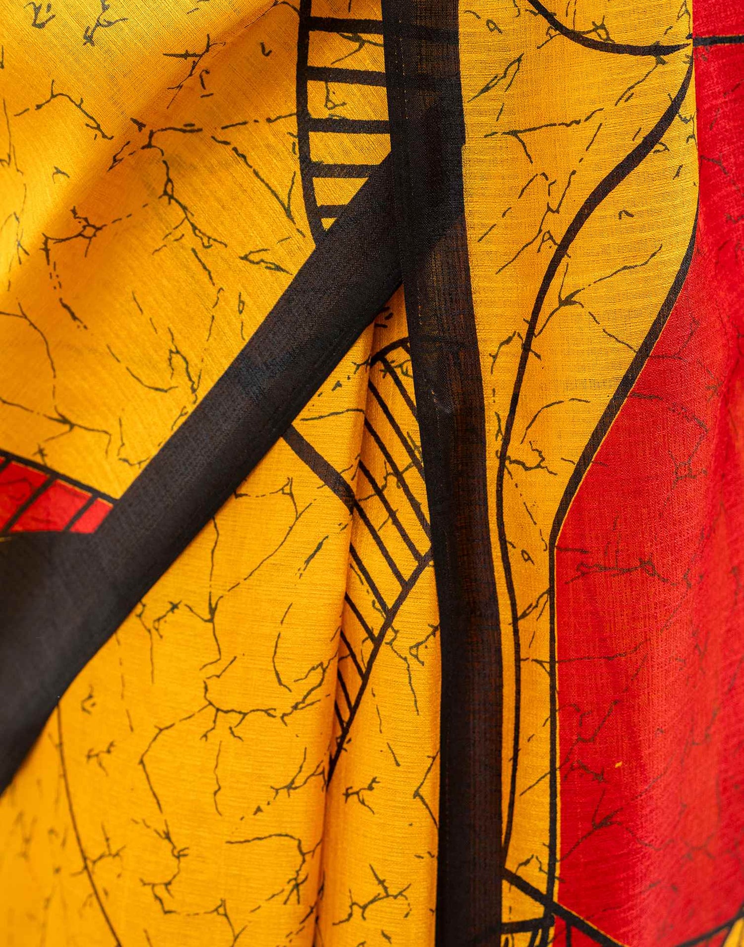 Yellow Khadi Printed Saree