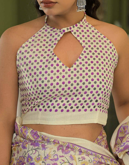 Beige Khadi Printed Saree