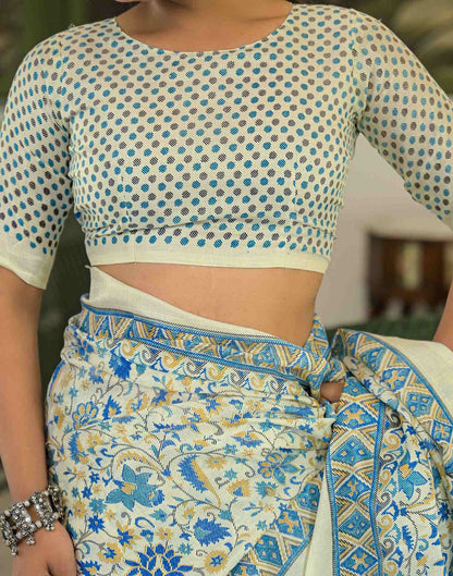 Beige Khadi Printed Saree