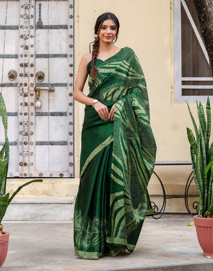 Green Khadi Printed Saree