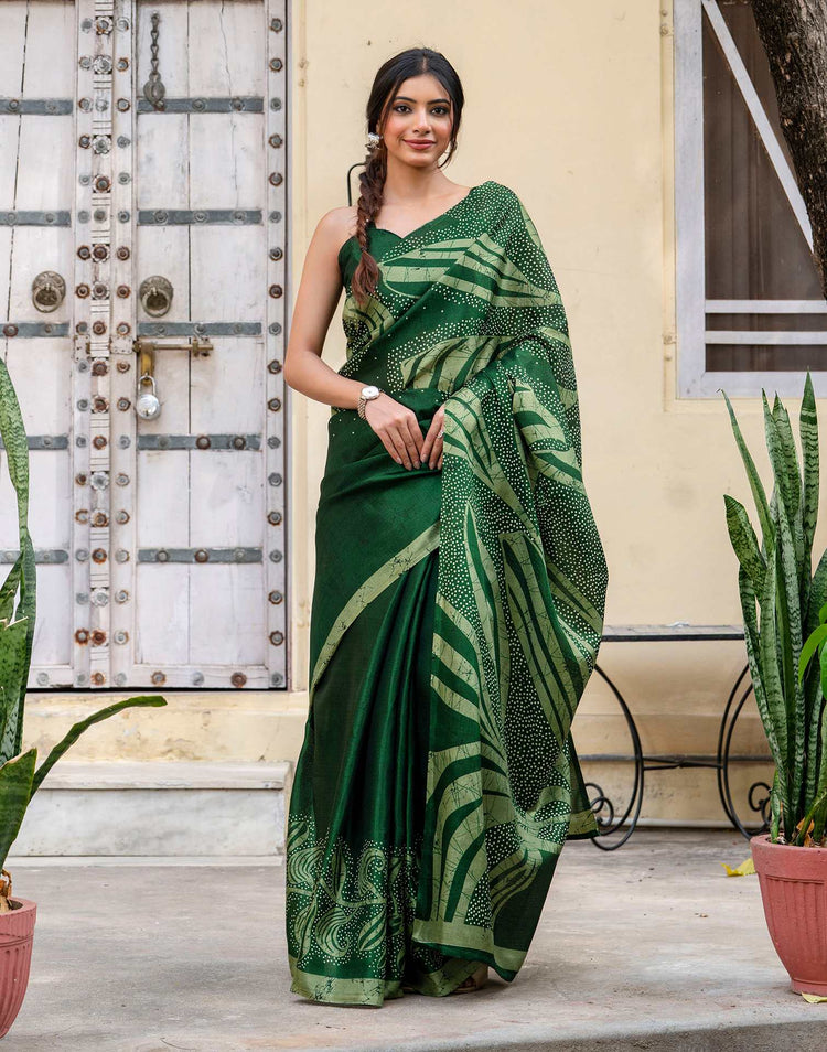 Green Khadi Printed Saree
