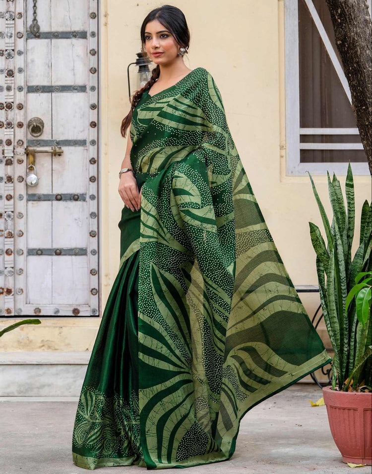 Green Khadi Printed Saree