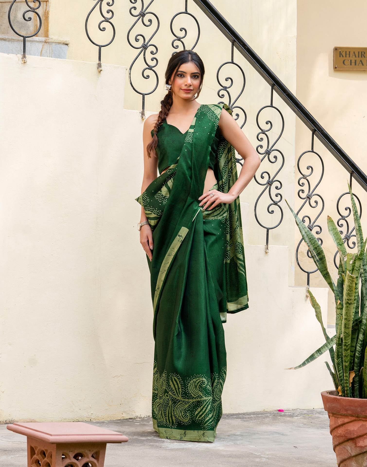 Green Khadi Printed Saree