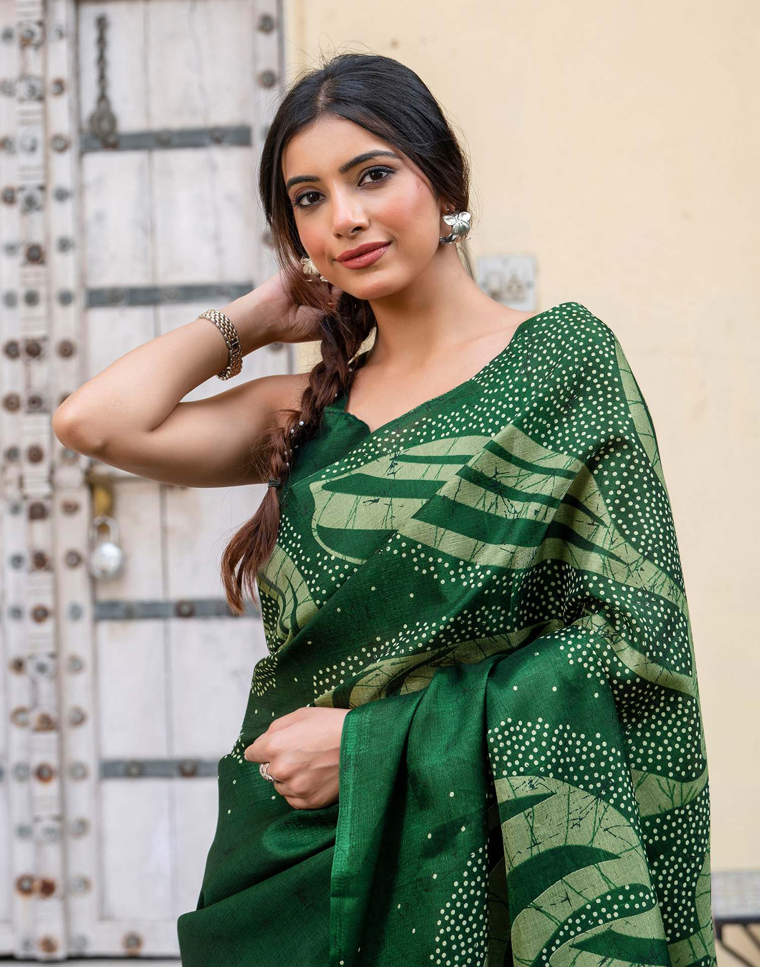 Green Khadi Printed Saree