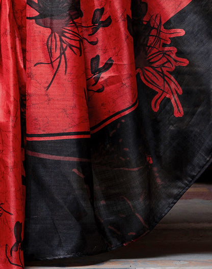 Red Khadi Printed Saree