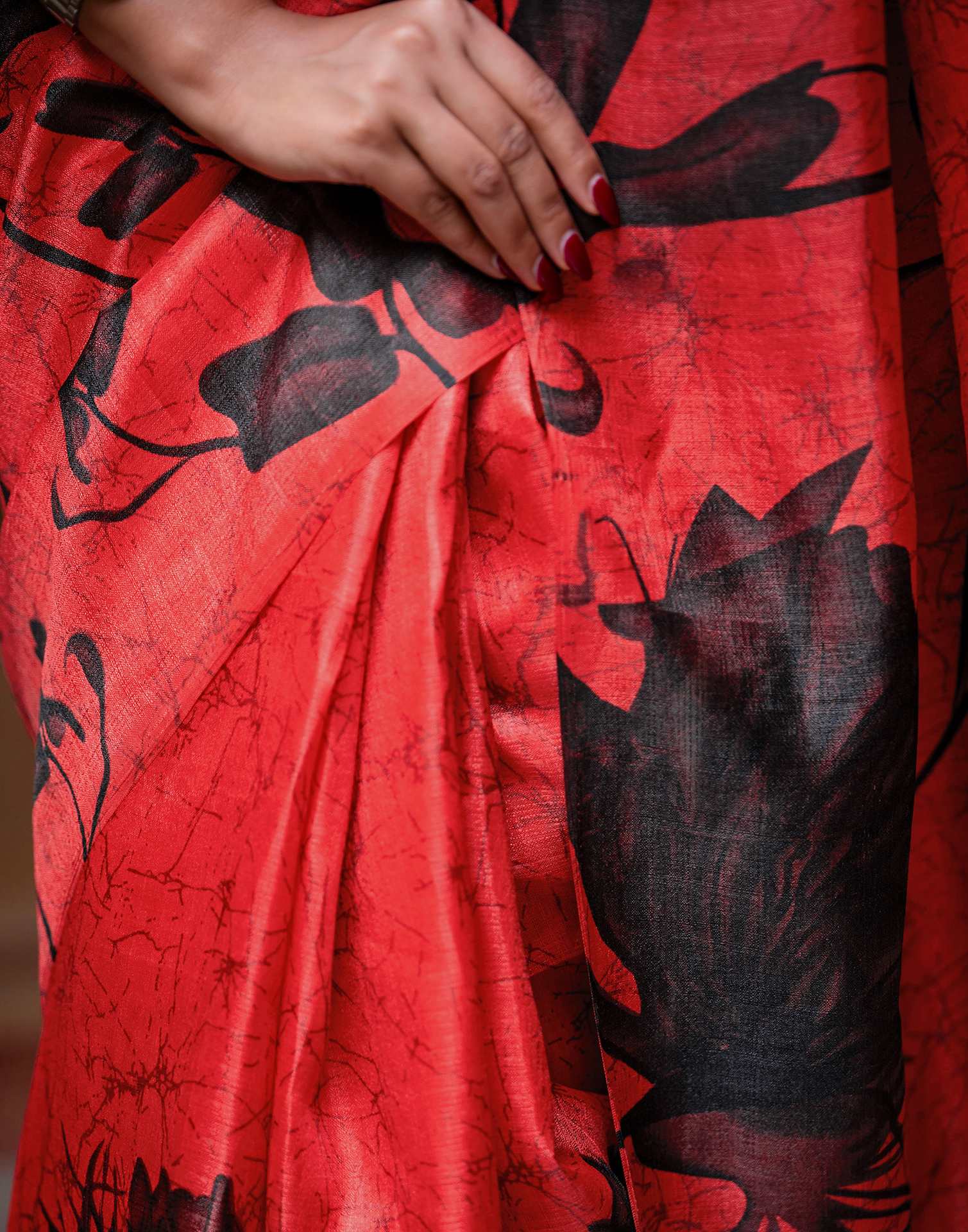Red Khadi Printed Saree