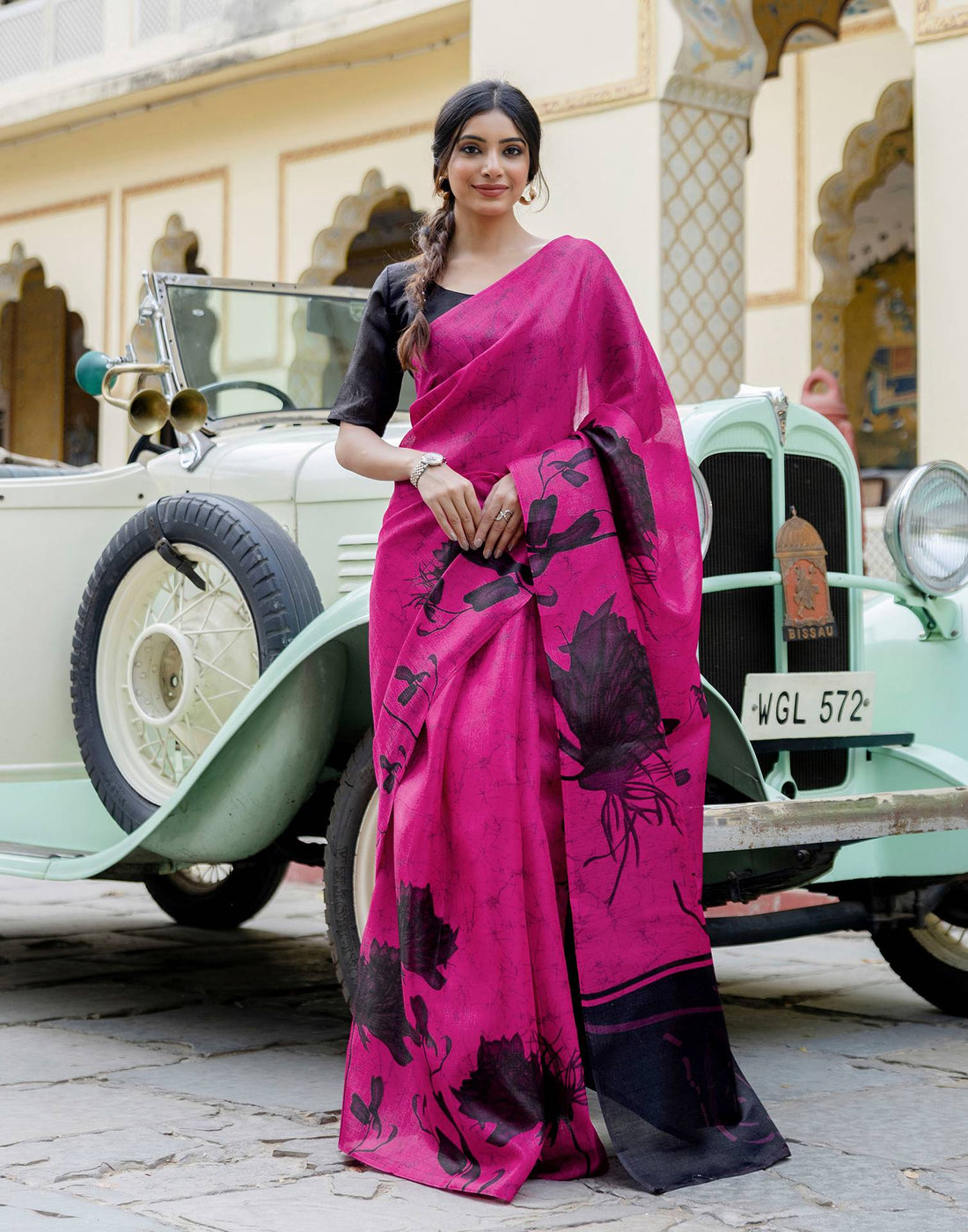 Pink Khadi Printed Saree