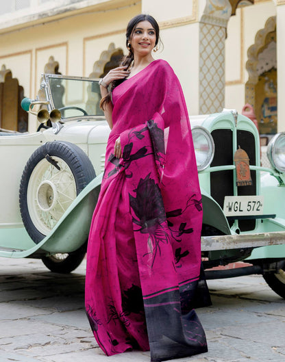 Pink Khadi Printed Saree