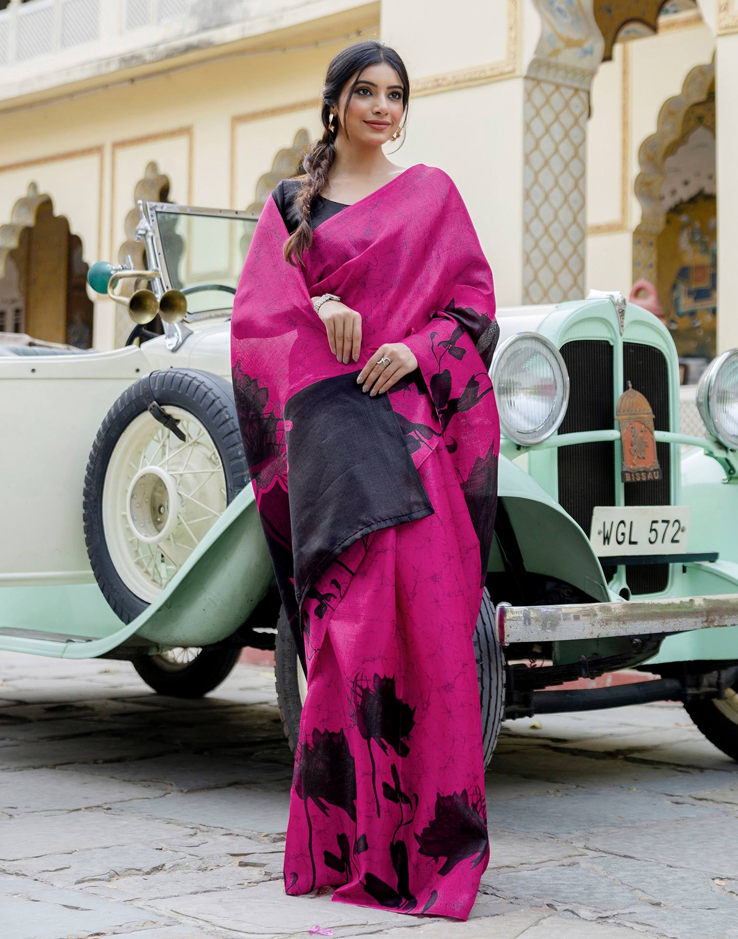 Pink Khadi Printed Saree