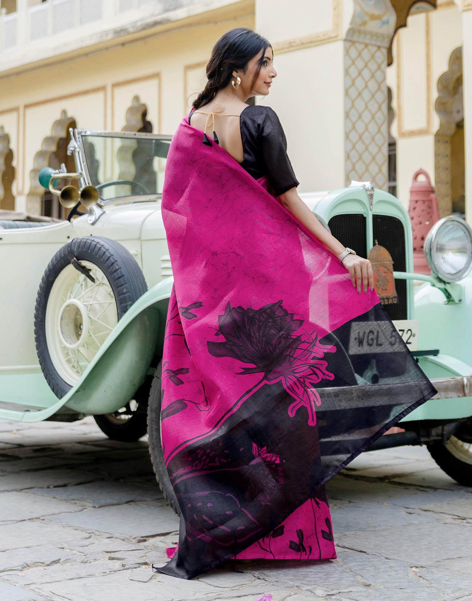 Pink Khadi Printed Saree