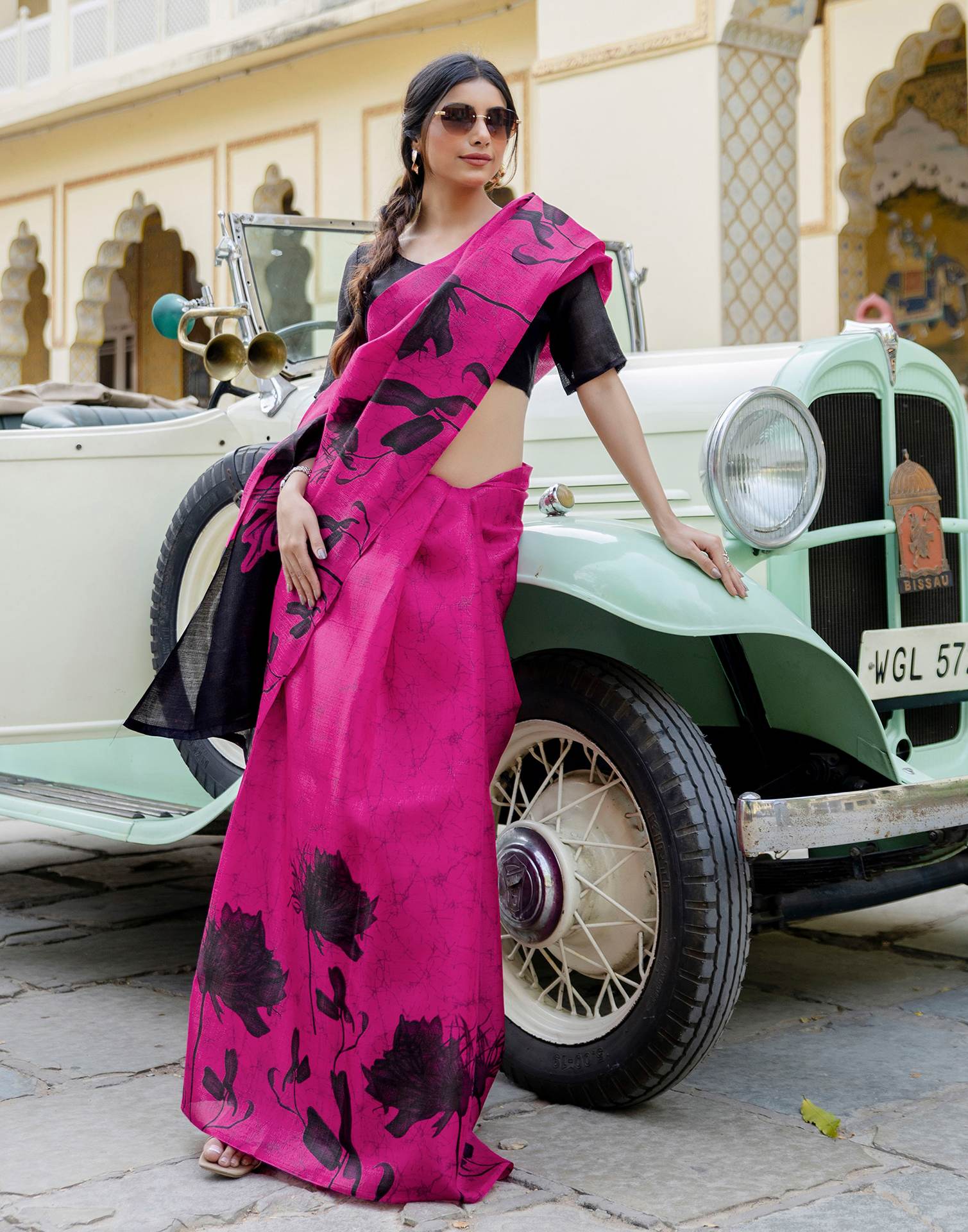Pink Khadi Printed Saree
