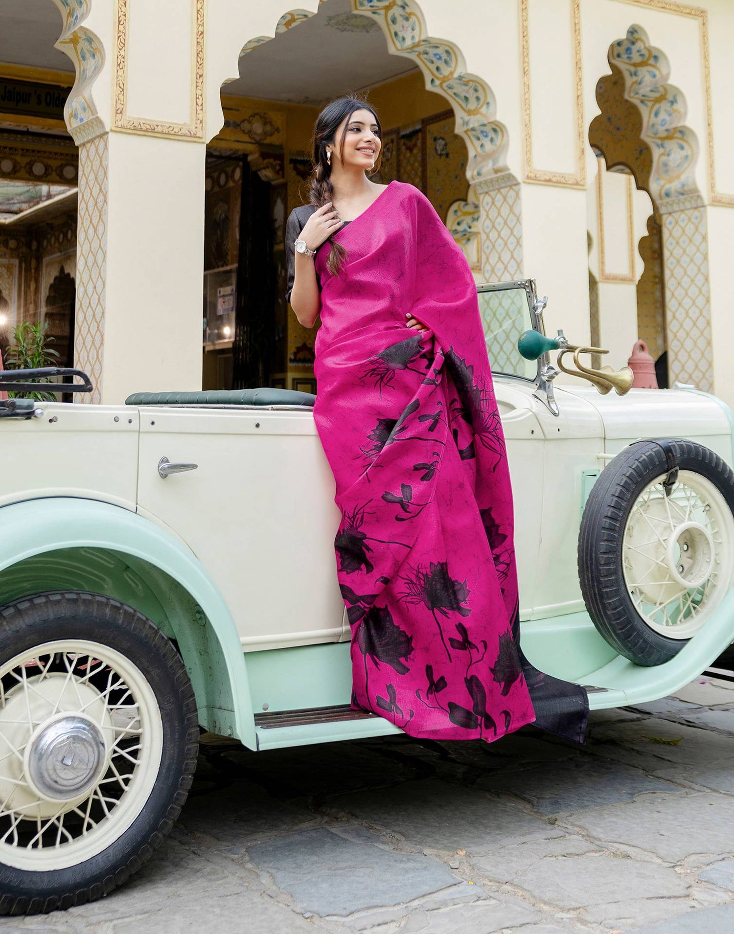 Pink Khadi Printed Saree