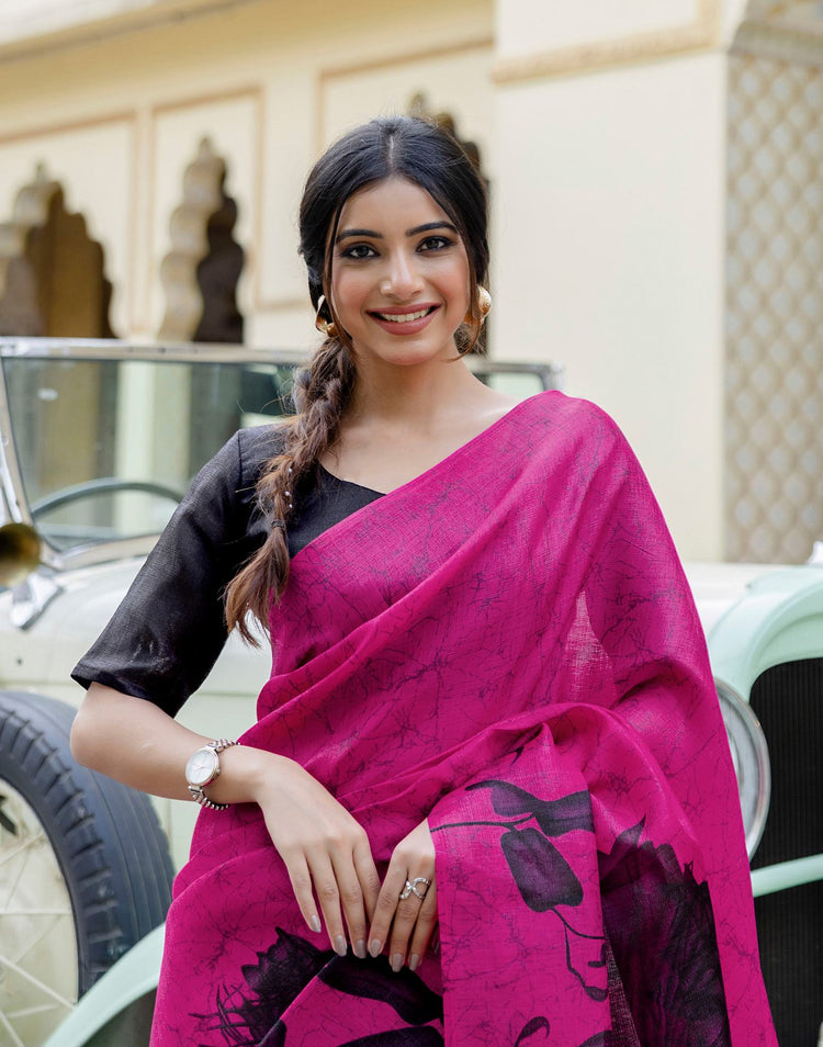 Pink Khadi Printed Saree