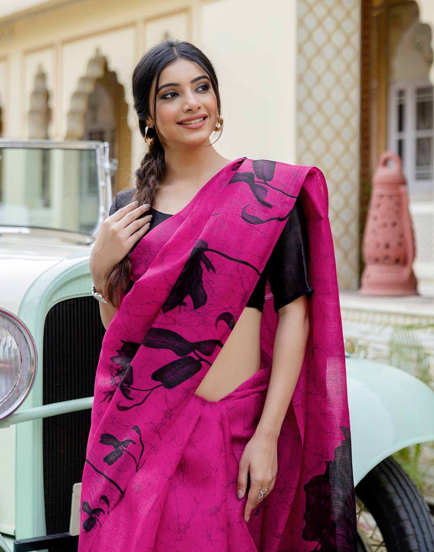 Pink Khadi Printed Saree