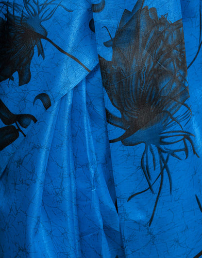 Blue Khadi Printed Saree