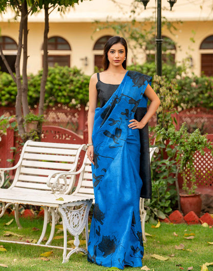 Blue Khadi Printed Saree