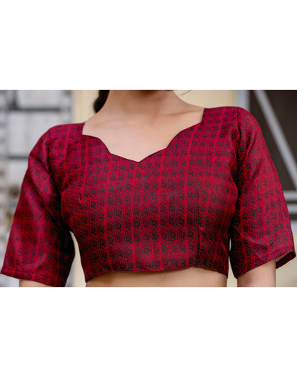Red Khadi Printed Saree