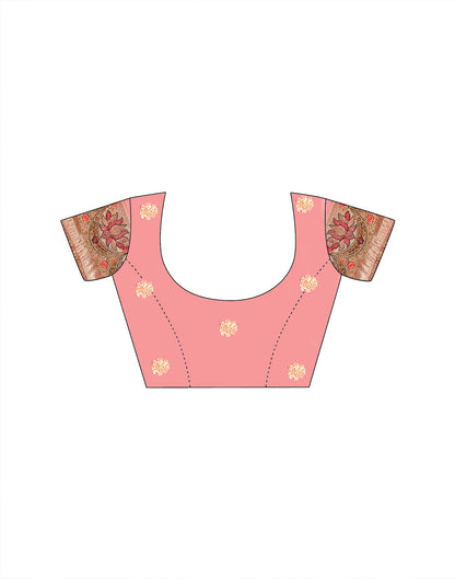 Light Pink Silk Woven Embroidery Stone Work Banarasi Saree