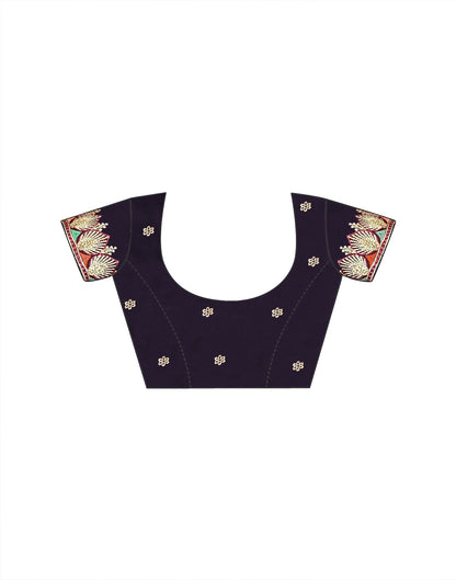 Purple Tissue Silk Stone Work Embroidery Saree