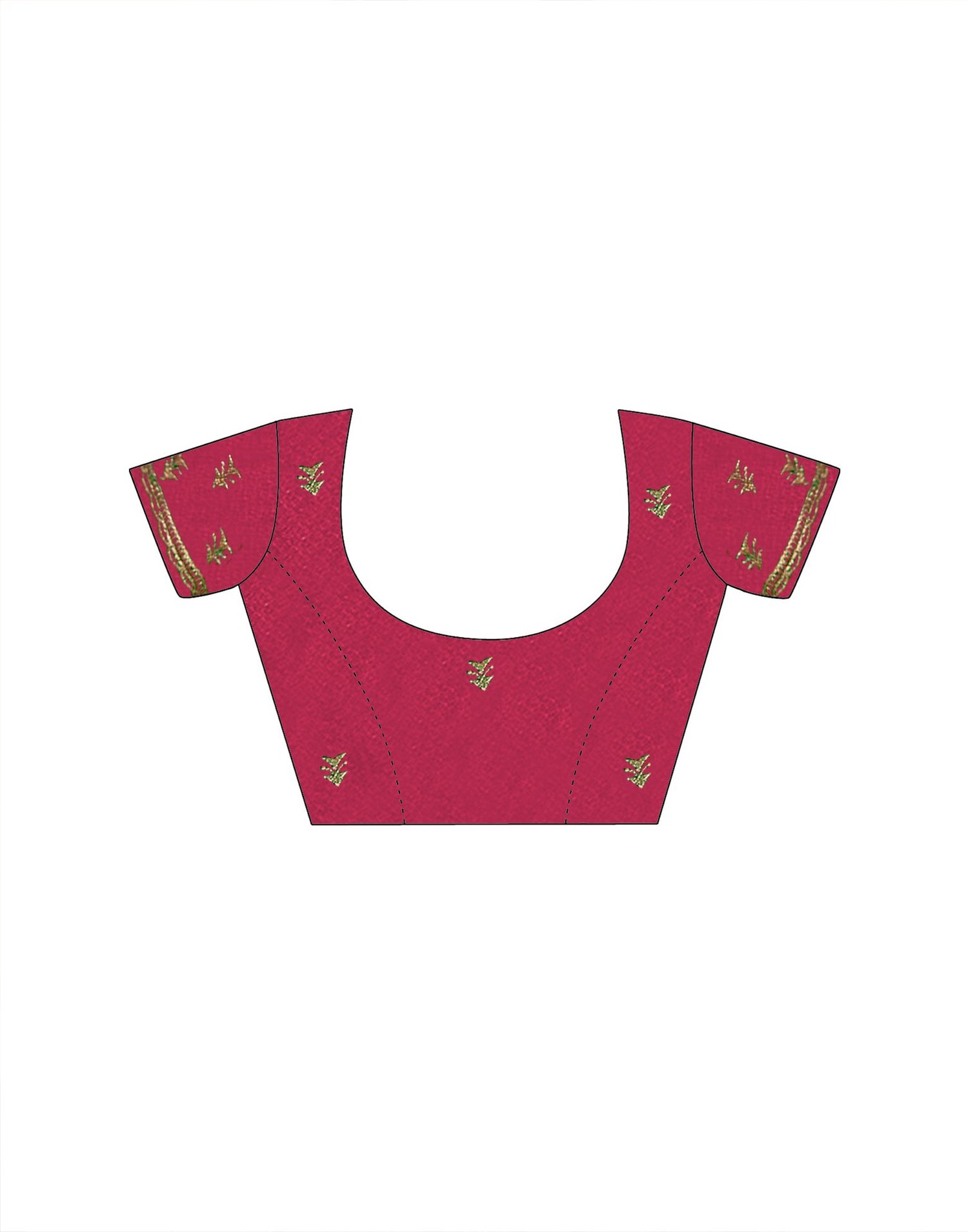 Dark Rose Pink Vichitra Silk Stone Work Embroidery Saree
