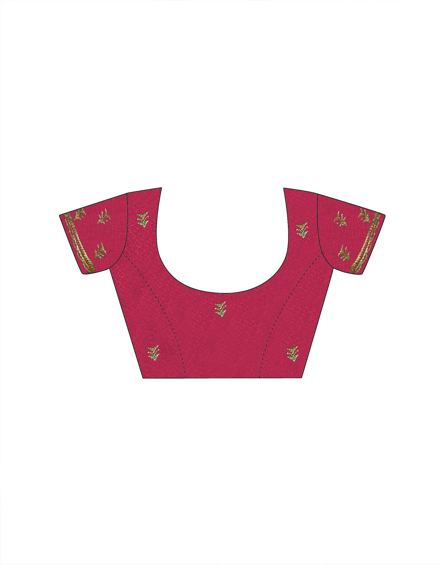 Dark Rose Pink Vichitra Silk Stone Work Embroidery Saree