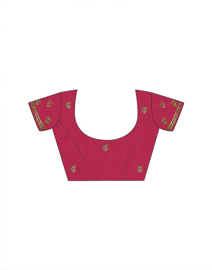 Dark Rose Pink Vichitra Silk Stone Work Embroidery Saree