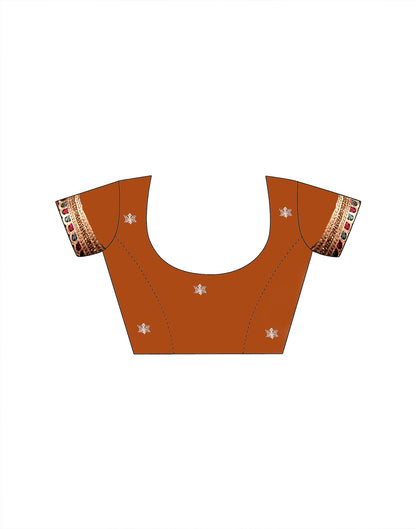 Light Orange Tissue Silk Stone Work Embroidery Saree