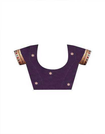 Purple Tissue Silk Stone Work Embroidery Saree