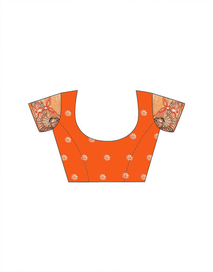 Orange Silk Woven Embroidery Stone Work Banarasi Saree