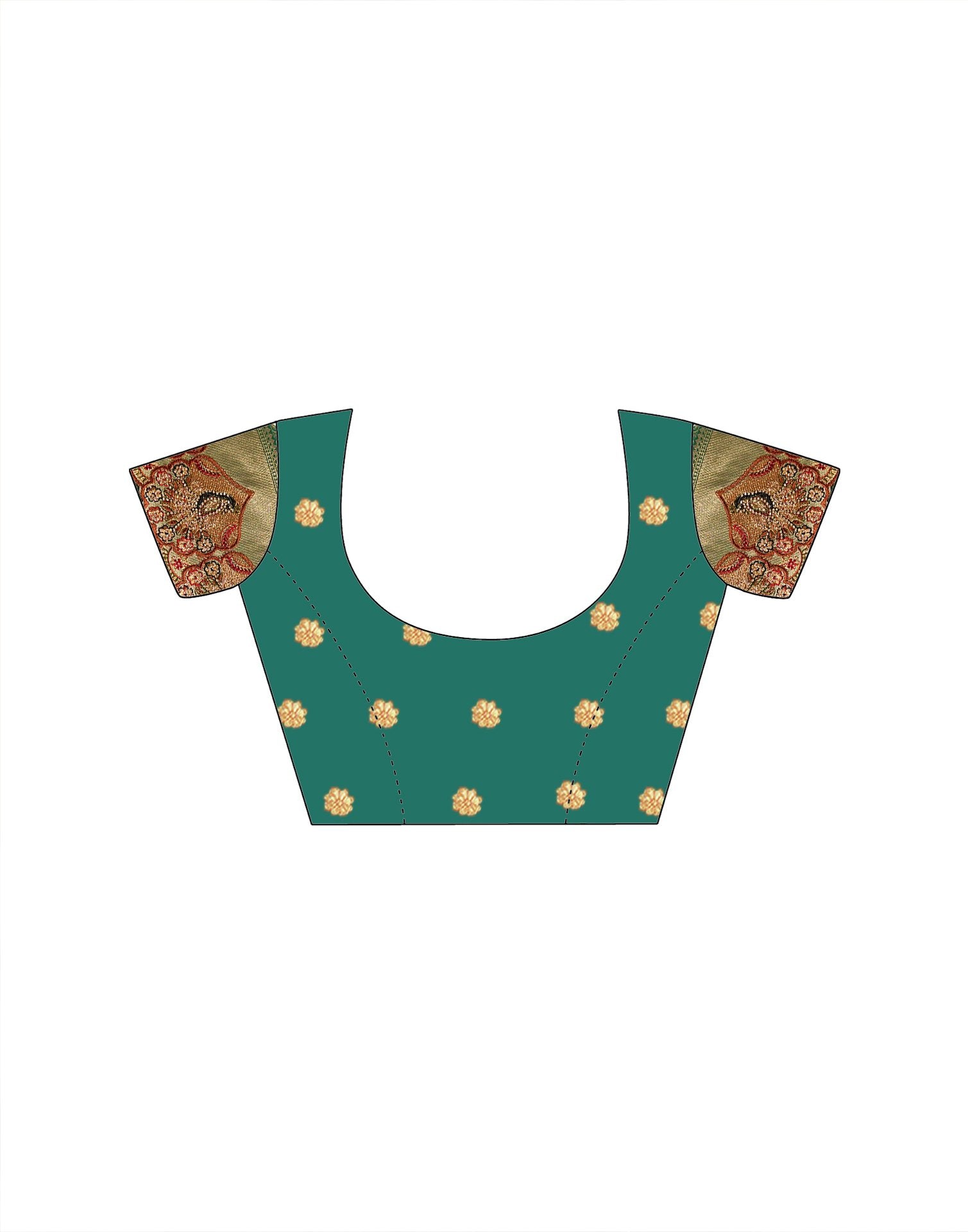Teal Green Silk Woven Embroidery Stone Work Banarasi Saree