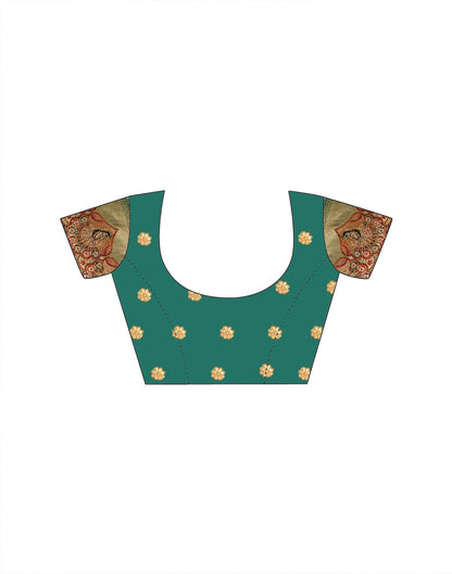 Teal Green Silk Woven Embroidery Stone Work Banarasi Saree