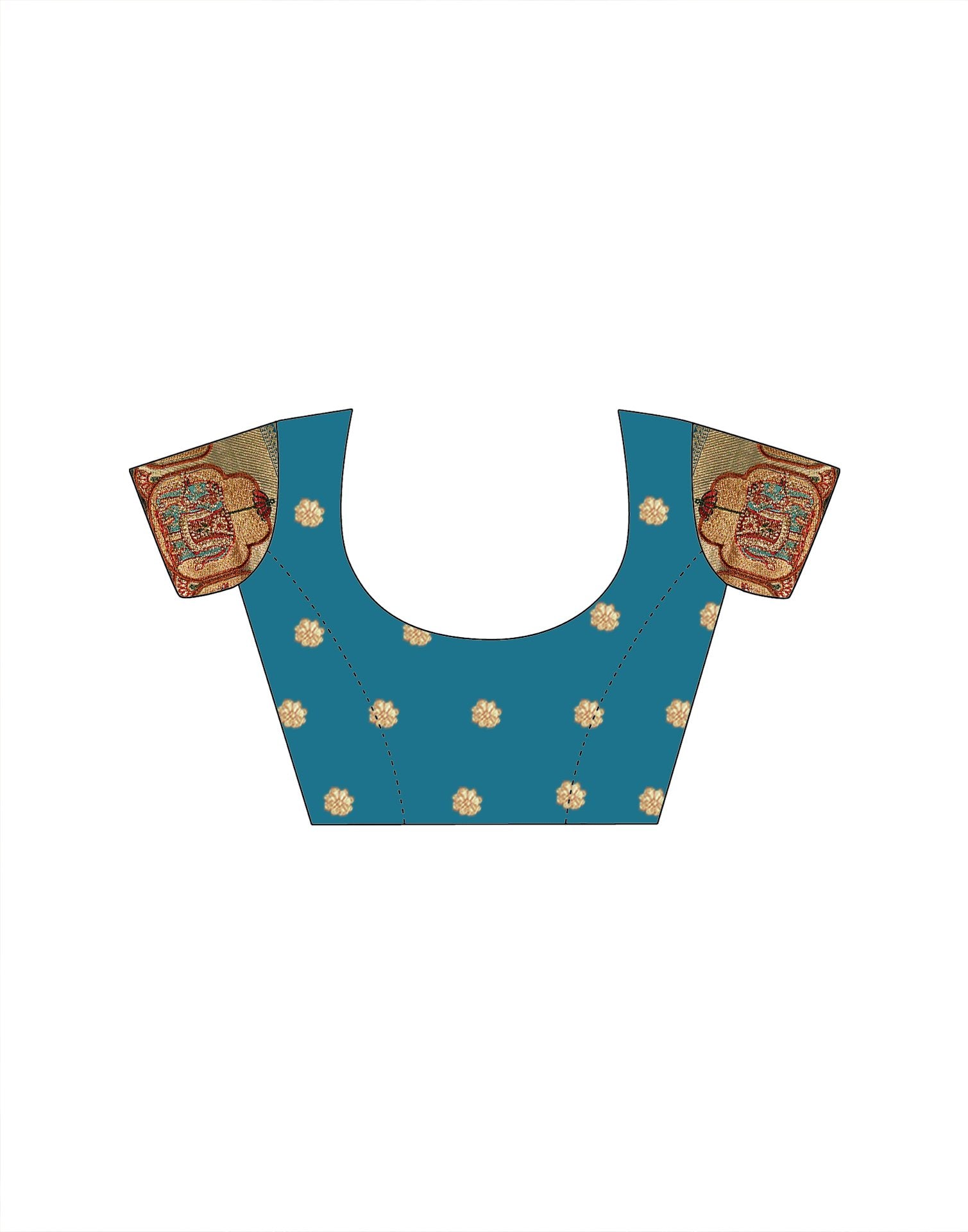 Teal Blue Silk Woven Embroidery Stone Work Banarasi Saree