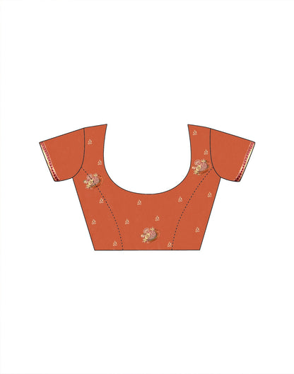 Orange Crush Tissue Stone Work Embroidery Saree